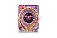 Sada krásy čelenka s copem 65cm plast růžová na kartě 14,5x20cm karneval