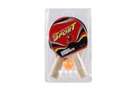 Sada stolní tenis/ping pong pálky dřevěné 2ks + míčky 3ks v blistru 19x30cm