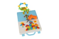 Stavebnice 3D šroubovací plast kreativní kufřík s vrtačkou na baterie se šablonami v krabici 31x24cm