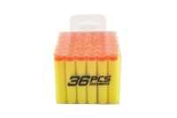 Náhradní pěnové náboje do pistole 36ks s přísavkami 4 barvy v krabičce 8x7x8cm