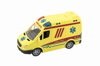 Auto ambulance plast 20cm na setrvačník na baterie se zvukem se světlem v krabici 26x15x12cm