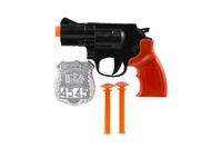Pistole policejní 15cm plast s odznakem + přísavky 2ks na kartě