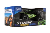 Auto RC buggy terénní zelené 22cm plast 2,4GHz na baterie + dobíjecí pack v krabici 32x16x18cm