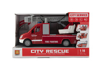 +Auto hasiči plast 27cm na setrvačník na baterie se zvukem se světlem v krabici 32x19x12cm