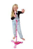 Mikrofon karaoke růžový na baterie se světlem