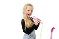 Mikrofon karaoke růžový na baterie se světlem