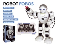 Robot RC FOBOS plast interaktivní chodící 40cm česky mluvící na baterie s USB v krabici 31x45x13cm