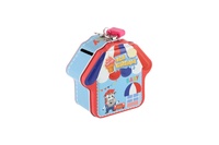 Pokladnička chaloupka plechová se zámkem 10x10cm 4 barvy v sáčku