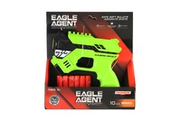 Pistole na pěnové náboje 16cm plast + 6ks nábojů 3 barvy v krabici 20x22x5cm