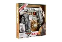 Pistole s doplňky plast na baterie se zvukem se světlem v krabici 25x25x4cm