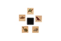 Razítka dřevěná  5+1 s poduškou dinosauři 3x3cm na kartě