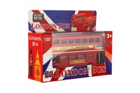 Autobus "Londýn" červený patrový kov/plast 12cm na zpětné natažení 2 druhy v krabičce 17x13,5x6cm