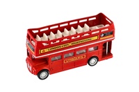 Autobus "Londýn" červený patrový kov/plast 12cm na zpětné natažení 2 druhy v krabičce 17x13,5x6cm