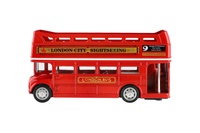 Autobus "Londýn" červený patrový kov/plast 12cm na zpětné natažení 2 druhy v krabičce 17x13,5x6cm