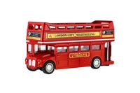 Autobus "Londýn" červený patrový kov/plast 12cm na zpětné natažení 2 druhy v krabičce 17x13,5x6cm