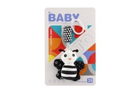 Zvířátko chrastítko/závěs na post./kočárek kontrastní plyš 30cm černobílé 3druhy na kartě v sáčku 0+
