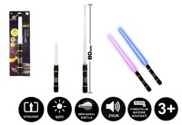 Meč svítící vesmírný skládací plast 80cm na baterie se světlem se zvukem  na kartě 16x51x5cm