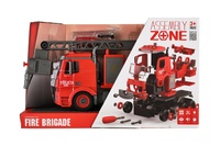 Auto hasiči šroubovací plast 36cm stříkací vodu na setrvačník na bat. se zvukem se světlem v krabici