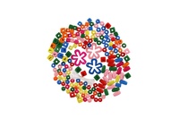 Korálky dřevěné barevné mix se šňůrkou v krabičce 24x21x4cm