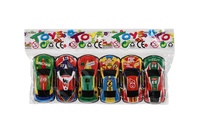 Auto závodní 6ks kov/plast 7cm na zpětné natažení v sáčku