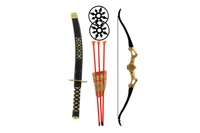 Ninja sada meč s doplňky plast hvězdice 2ks, luk + šípy na přísavku 3ks v sáčku 17x60x5cm