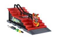 Skatepark - skateboard prstový šroubovací s rampou plast 8cm s doplňky mix druhů v krabici 28x18cm