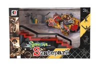 Skatepark - skateboard prstový šroubovací s rampou plast 8cm s doplňky mix druhů v krabici 28x18cm