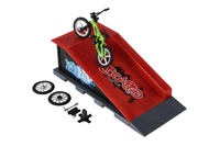 Skatepark - kolo prstové šroubovací s rampou plast 10cm s doplňky 3 barvy v krabici 28x18x11cm