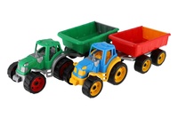 Traktor s vlekem plast 53cm na volný chod 2 barvy v síťce