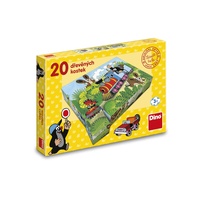Kostky kubus Krtek a dopravní prostředky dřevo 20ks v krabičce 27,5x19x4,5cm
