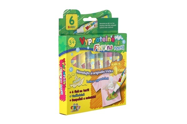 Fixy na textil vypratelné 6ks