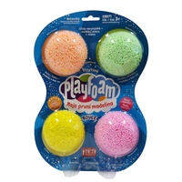 PlayFoam® 4pack třpytivé Modelína/Plastelína kuličková 4 barvy se třpytkami na kartě 19,5x27x3cm