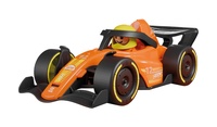 Závodní vůz formule 21cm s figurkou oranžová v krabici 22x10,5x11cm 24m+