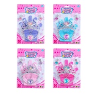 Sada krásy plast korunka, náhrdelník, naušnice, rukavičky 3 barvy na kartě 17,5x27,5cm