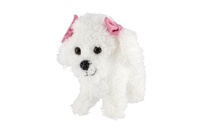 Pes/Pejsek stojící s mašlemi plyš 21cm bílý v sáčku 0+