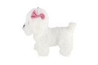 Pes/Pejsek stojící s mašlemi plyš 21cm bílý v sáčku 0+
