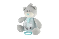 Medvěd natahovací hrací strojek chrastítko plyš 16x21,5cm modrý na kartě v sáčku 0+