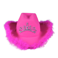 Klobouk kovbojský růžový dámský s korunkou