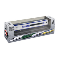 Kovový mini vlak Lokomotiva bílá 15cm v krabičce volný chod