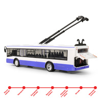 Trolejbus modrý hlásí zastávky 28cm