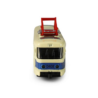 Tramvaj kovová modrá 16 cm-otevírací dveře