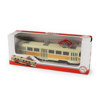 Tramvaj kovová žlutá 16 cm-otevírací dveře