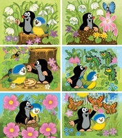 Dino Dřevěné kostky Kubus Krtek a ptáček 12 kostek