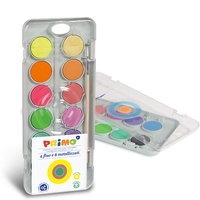 Primo Vodové barvy 12ks 30mm 8ks metalických a 4 fluo odstíny se štětcem