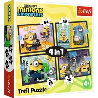 Puzzle 4v1 Nová dobrodružství Mimoňů 28,5x20,5cm v krabici 28x28x6cm