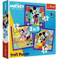 Puzzle 3v1 Mickey a jeho veselá parta 20x19,5cm v krabici 28x28x6cm
