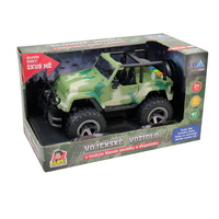 Made Jeep vojenský na setrvačník s reálným hlasem posádky 23cm