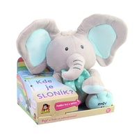 Sloník hra na schovávanou 25cm tyrkysový