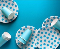 Talíř papírový 18cm 6ks tyrkysový puntík