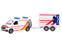 Kids Globe Traffic VW Transporter ambulance 27,5cm kov zpětný chod s přívěsem v krabičce